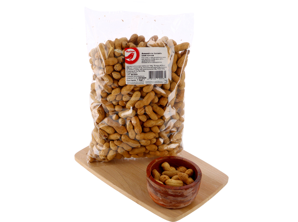 AMENDOIM COM CASCA TORRADO AUCHAN 1KG