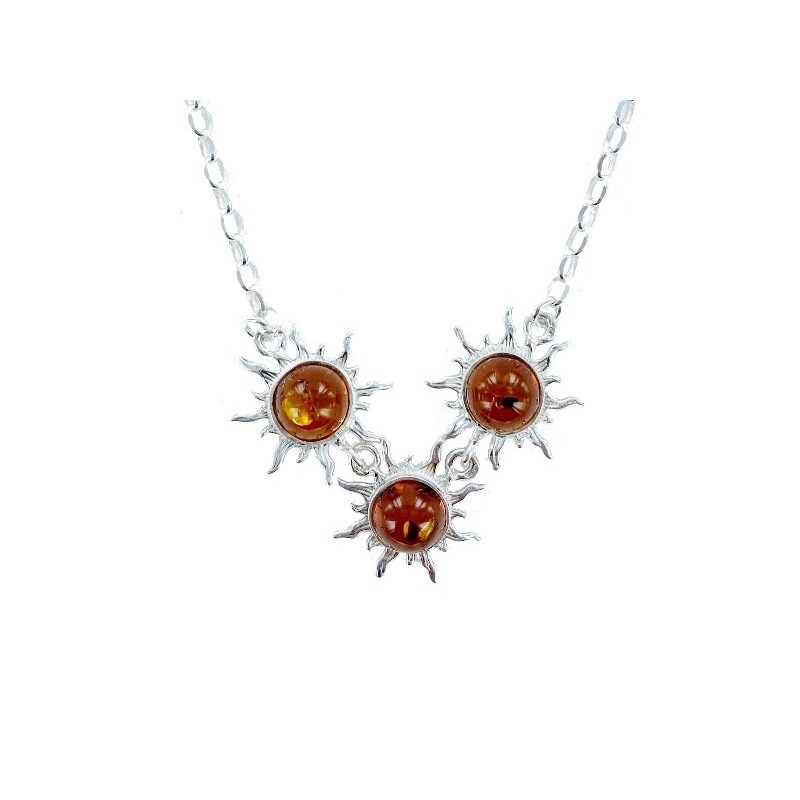 Collier argent 925 Ambre veritable de la mer Baltique