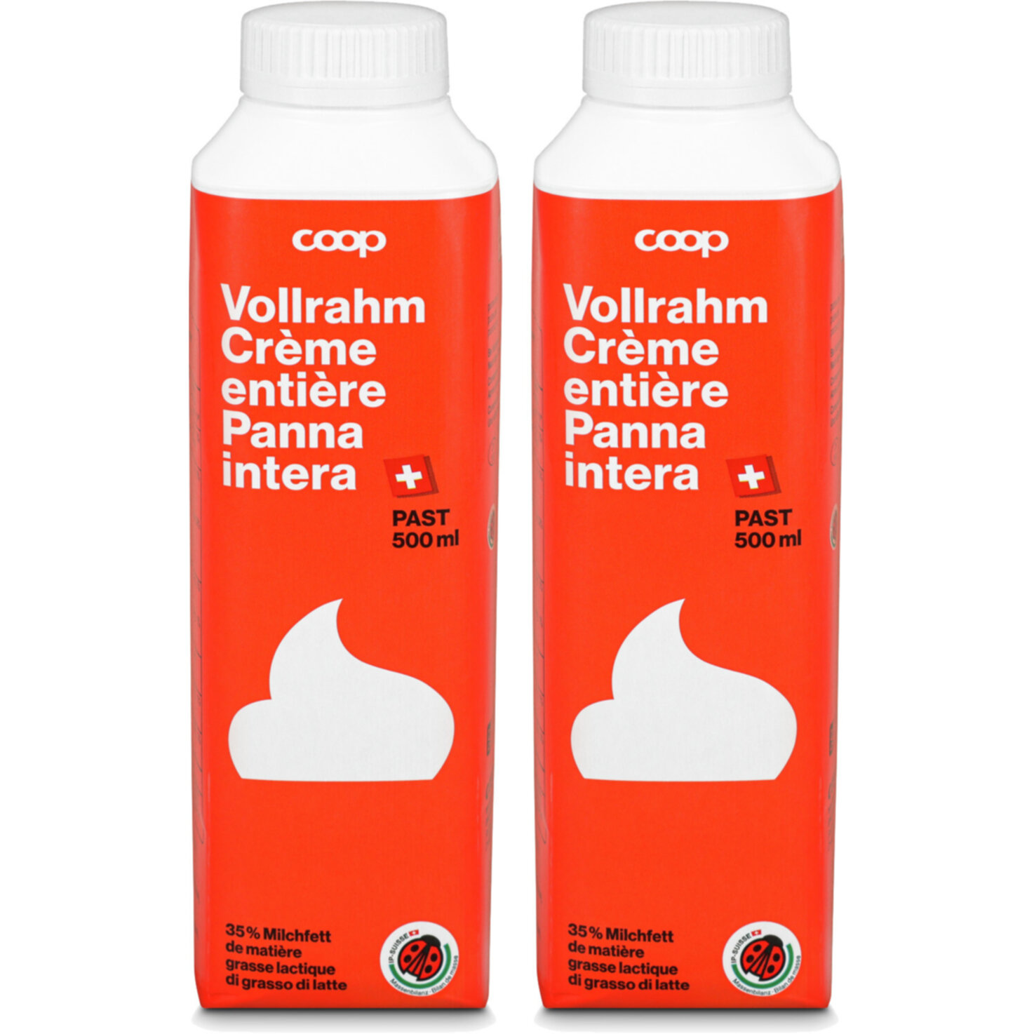 Vollrahm 35% Milchfett pasteurisiert IP-Suisse 2x 500ml