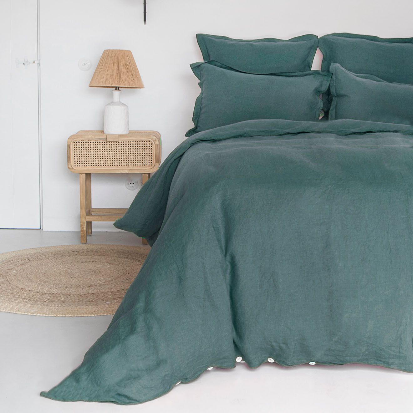 Febronie Drap housse 100% Lin Hortense bleu