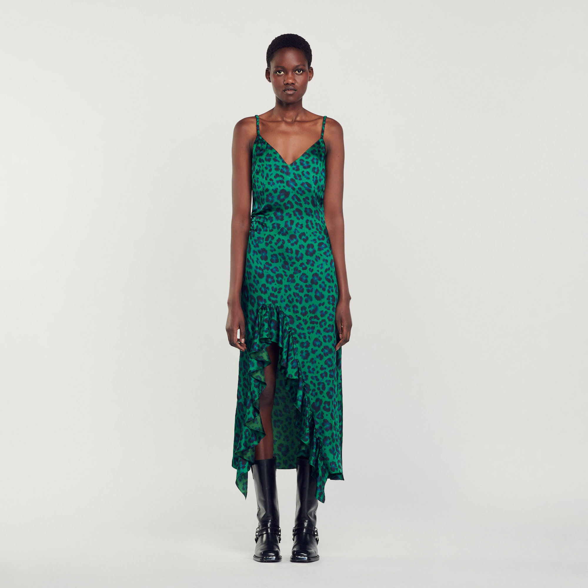 Robe fendue imprime leopard