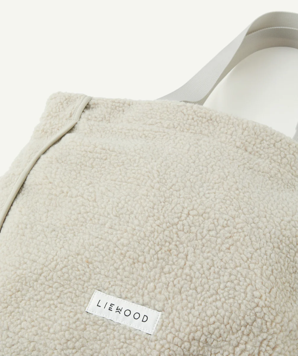 LIEWOODTOTEBAG EN SHERPA BLANC CASSÉ ET FIBRES RECYCLÉES