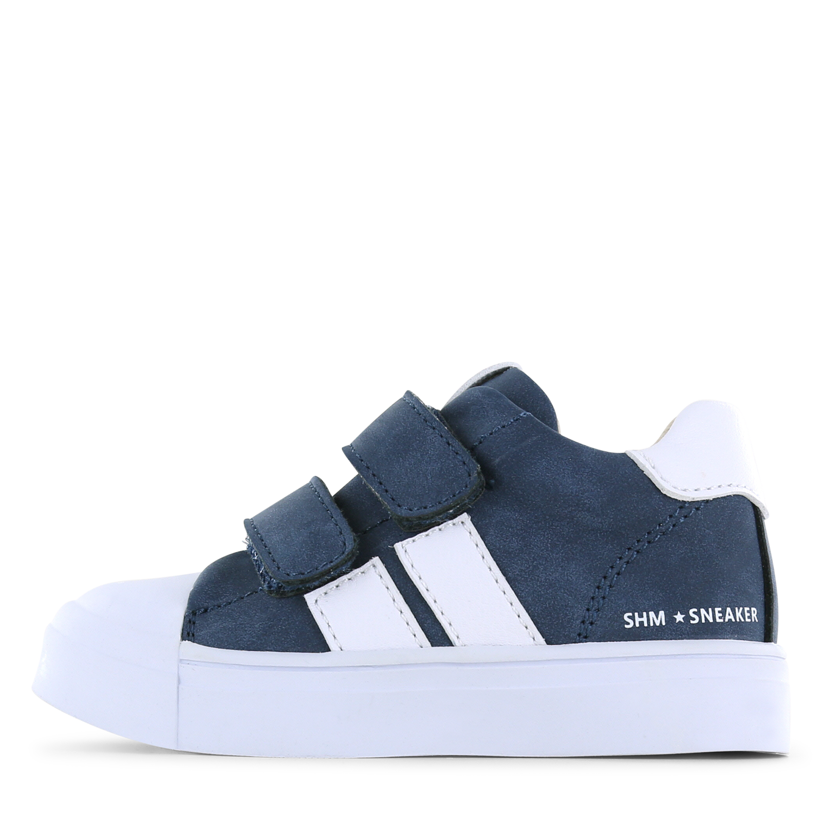 Shoesme donkerblauwe sneaker met witte stripings Microfiber nubuck | Jongen