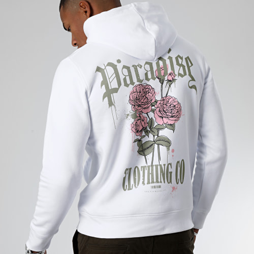 Sweat Capuche Paradise Roses Clothing Blanc