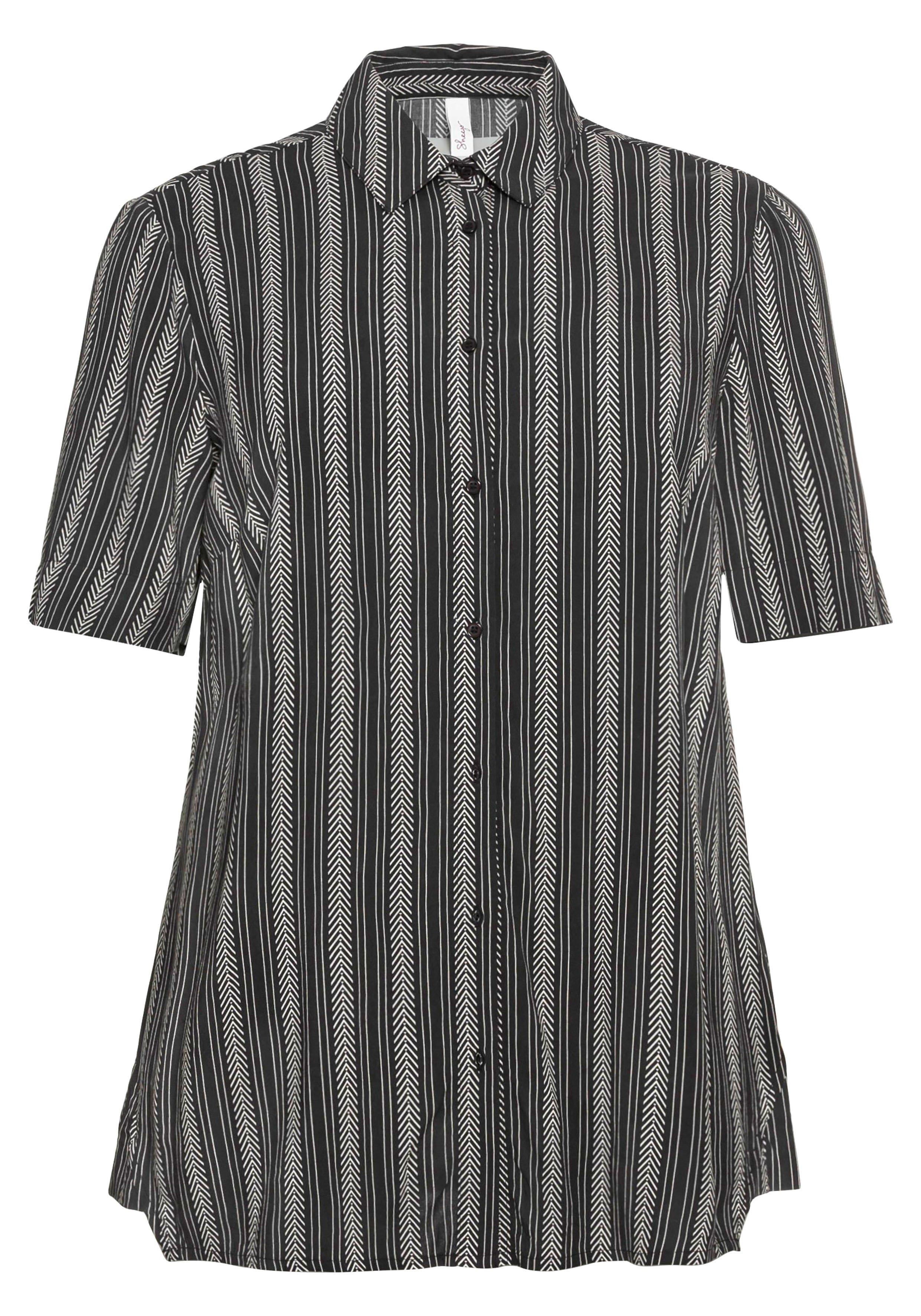 Bluse mit Ethno-Print, verlängerte Rückenpartie