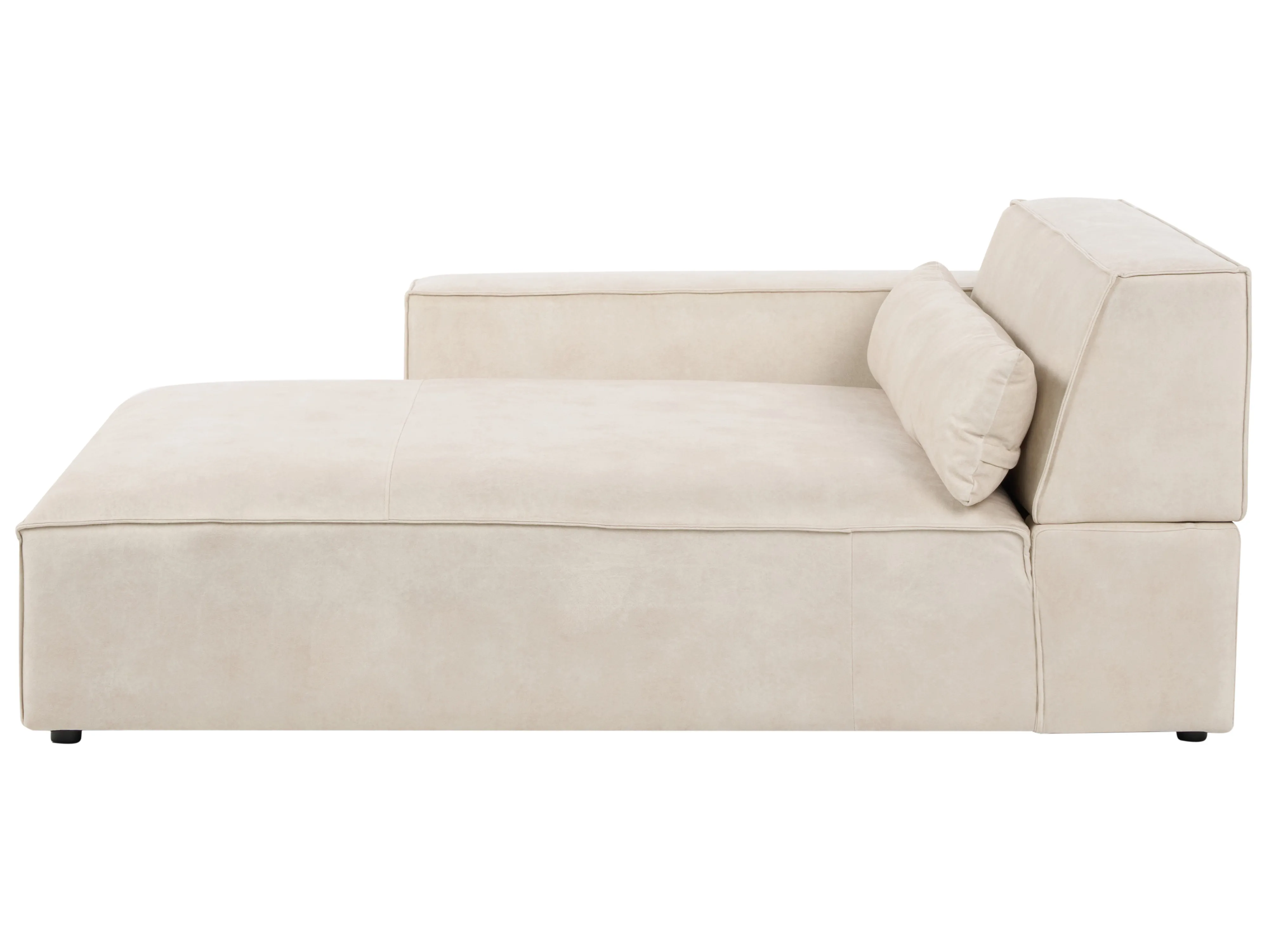 Rechtszijdige chaise longue HELLNAR Fluweel Lichtbeige