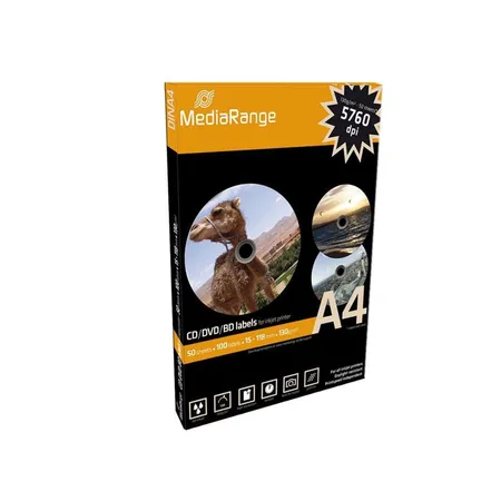 MediaRange 100 MediaRange CD DVD BD-R Etiketten 50 Blatt 118 x 15