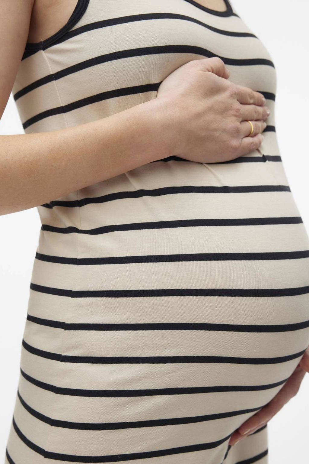 MAMALICIOUS gestreepte zwangerschapsjurk MLEVAYD offwhite/zwart