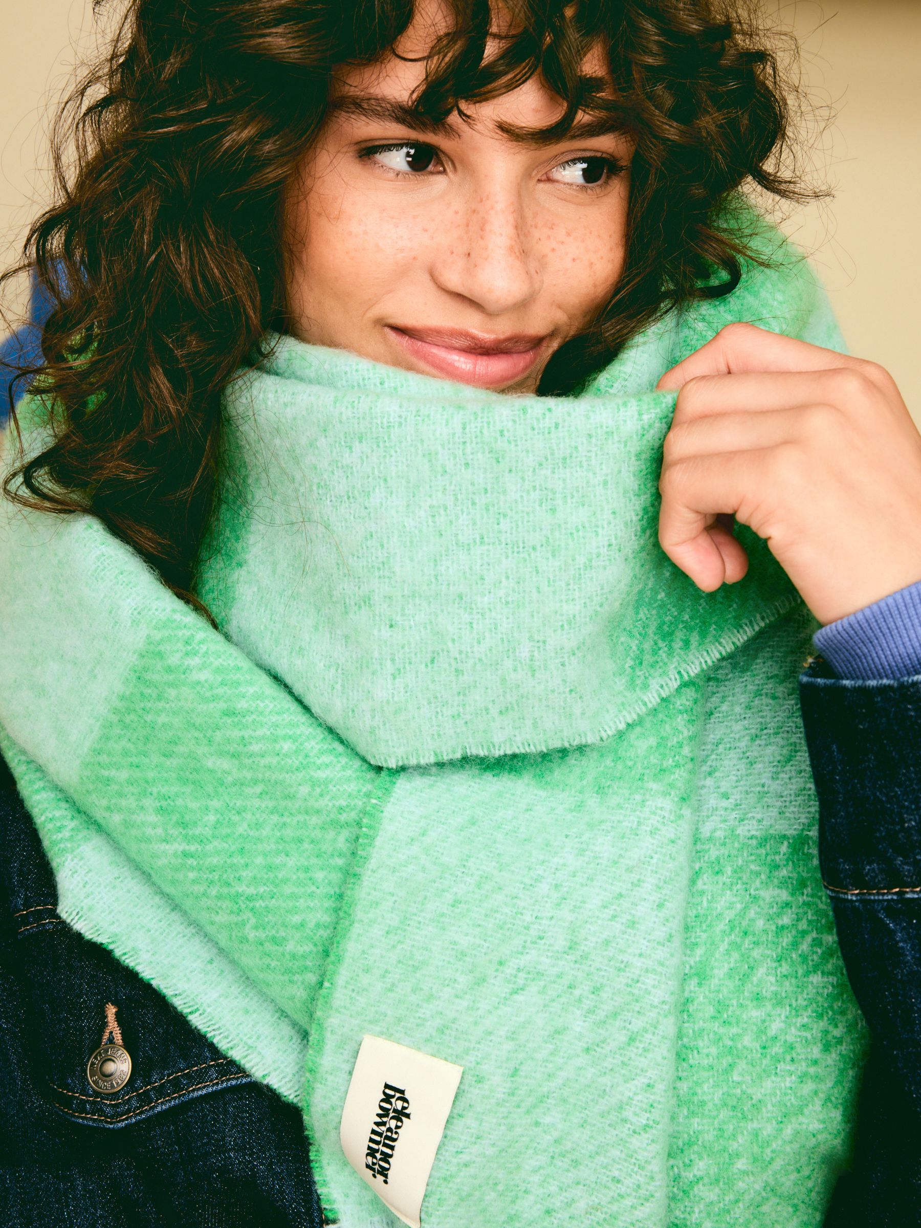 Eleanor Bowmer Blue and Green Check Scarf