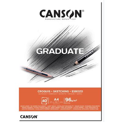 Canson Graduate - Bloc dessin croquis - 40 feuilles - A4 - 96 gr