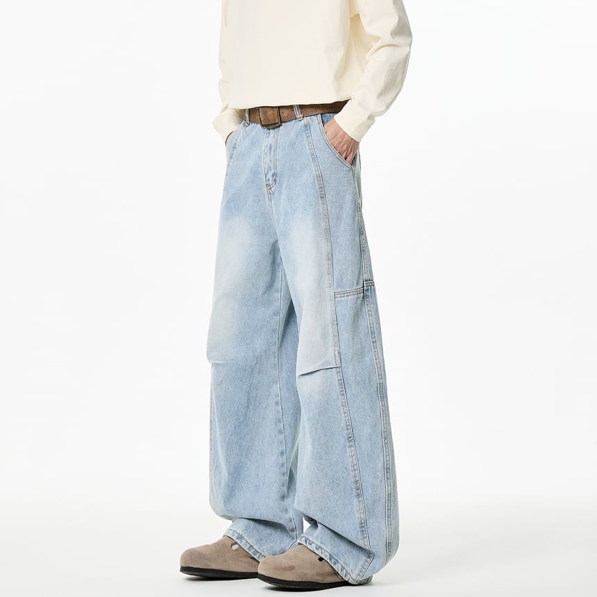 GRAYCIOUS - Mid Rise Washed Wide Leg Jeans