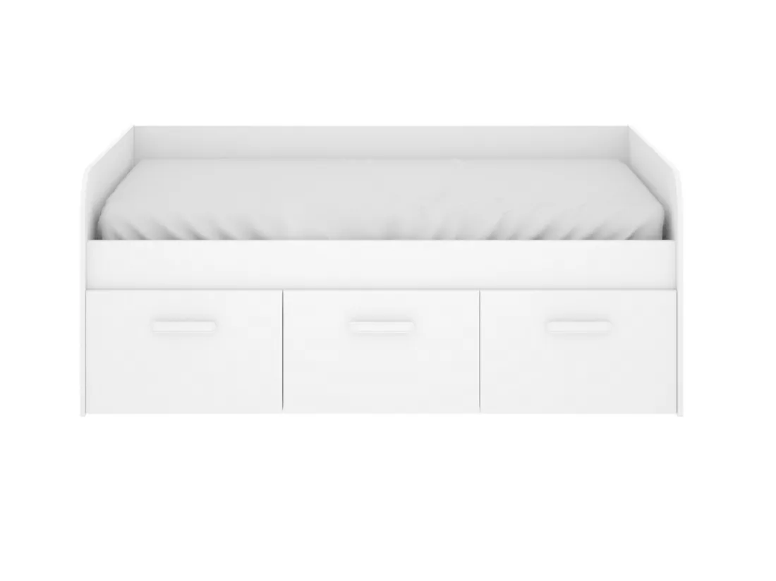 Lit enfant gigogne 90 x 190 cm en mélamine coloris blanc avec 3 tiroirs - Longueur 194.3 x Profondeur 97 x Hauteur 60 cm