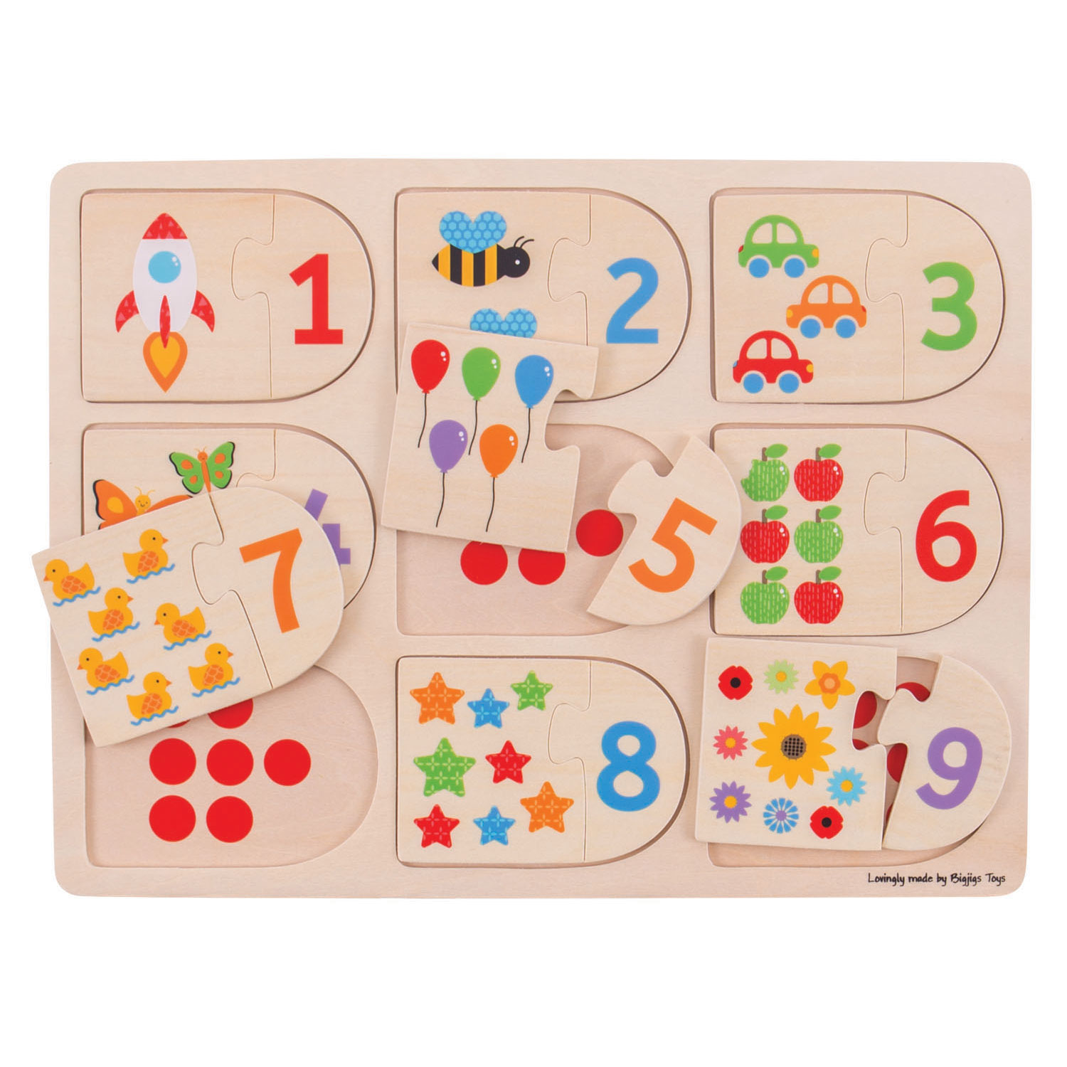 Bigjigs Houten Leerpuzzel Getallen, 18dlg.
