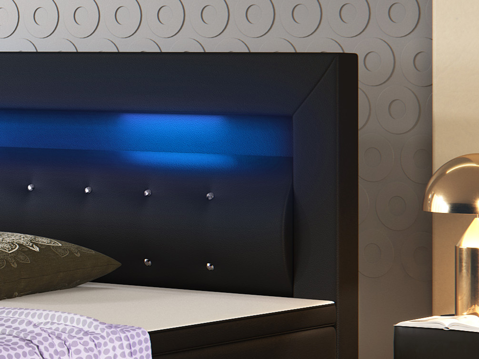 Boxspringbett - schwarz - Kunstleder - mit Topper - H3 - 180x200 cm