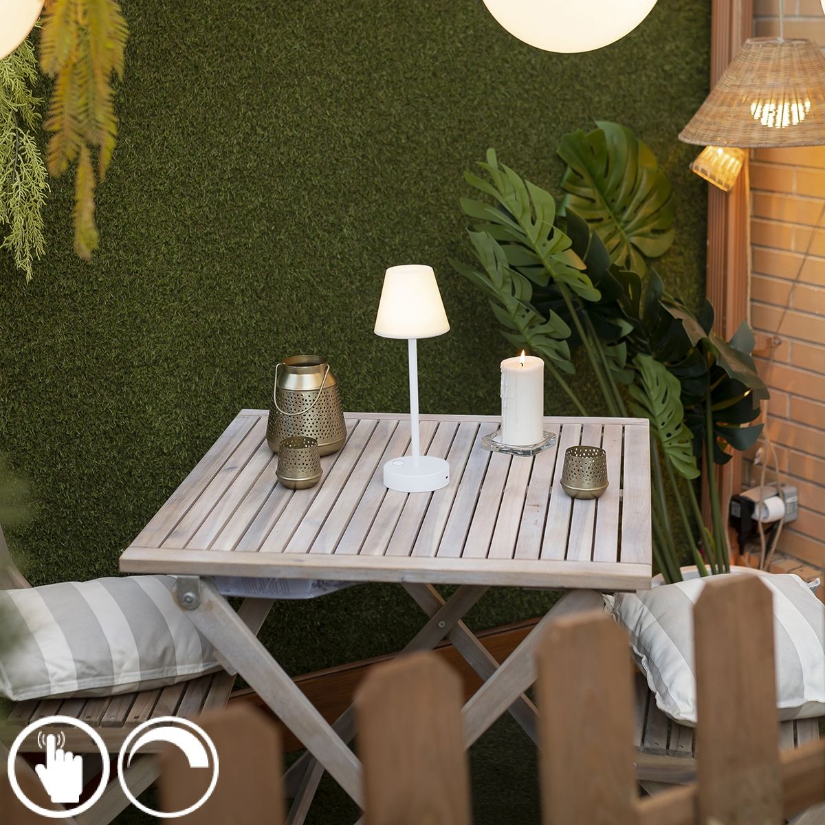 Tafellamp wit incl. LED oplaadbaar met touch dimmer - Renata