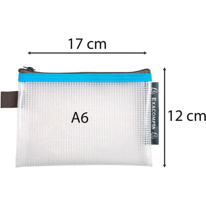 Pochette de rangement à fermeture éclair A6 Exacompta couleurs assorties