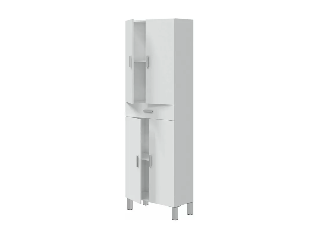 Colonne 4 portes et 1 tiroir blanc brillant L60 cm