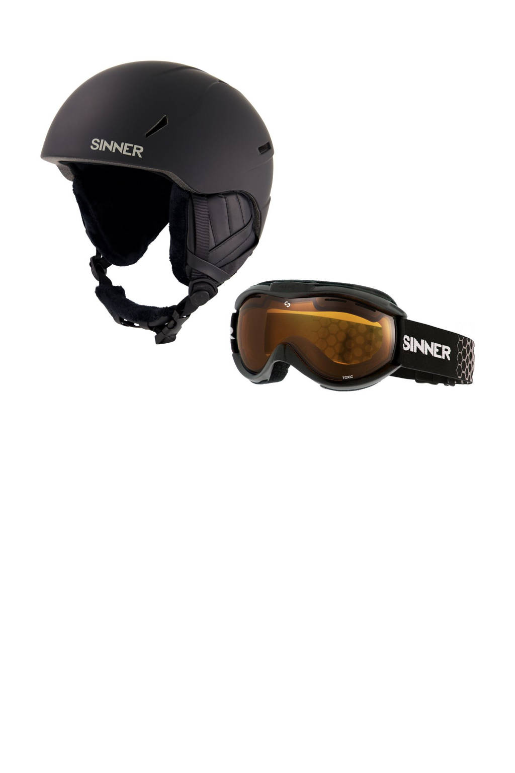 Junior skihelm Crest + skibril Toxic zwart
