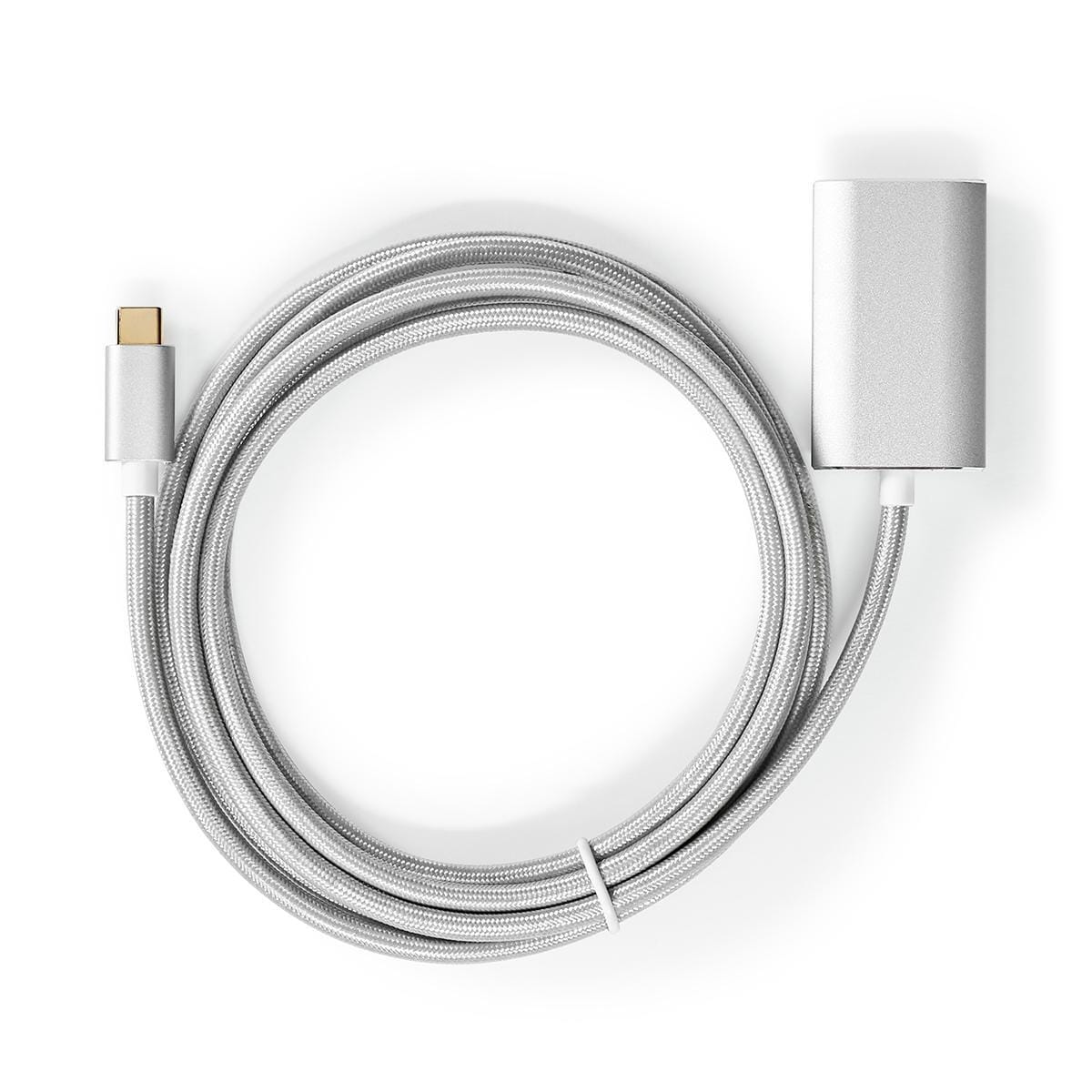 Nedis USB-C™ Adapter | USB 3.2 Gen 1 | USB-C™ Hann | HDMI™ Output | 4K@60Hz | Power delivery | 2.00 m | Rund | Gull belagt | Flettet / Nylon | Sølv | Deksel Vindusboks