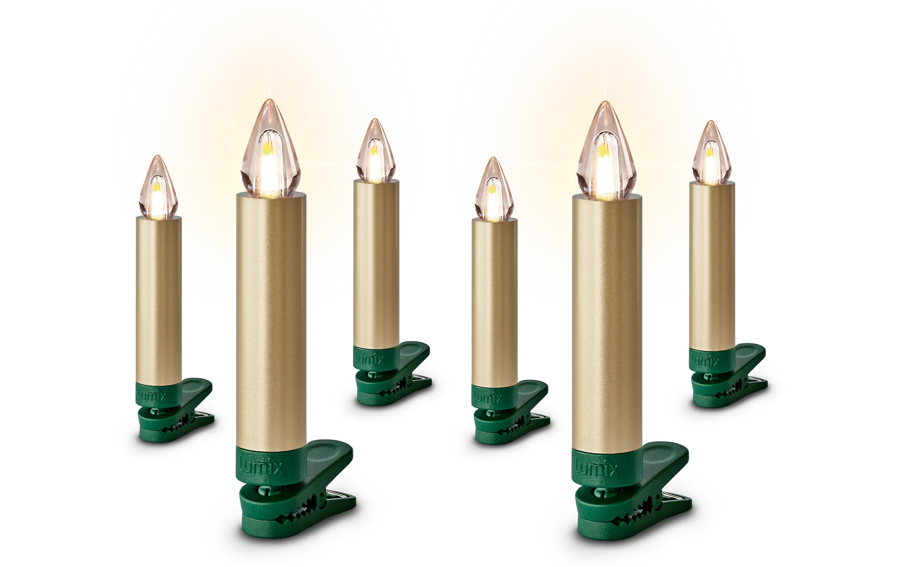 LED Baumkerze SuperLight Flame, Gold, 6er-SetErweiterungsset LED Christbaumkerze