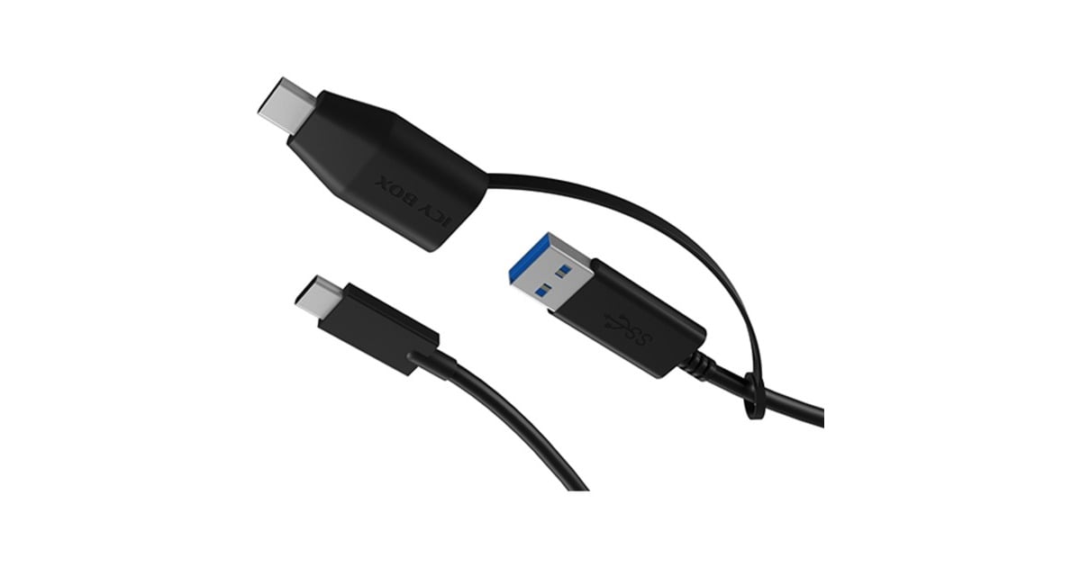 ICY BOXIB-CB033 USB-C > USB-A en USB-C kabel  (Zwart, 0,35 meter)