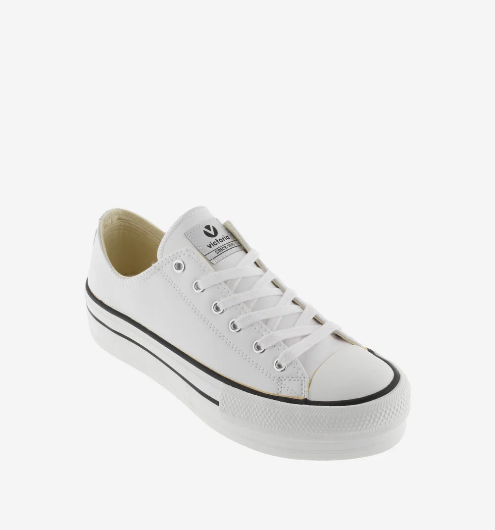 TRIBU DOBLE DOUBLE EFFET CUIR Baskets effet cuir plateforme BLANCO