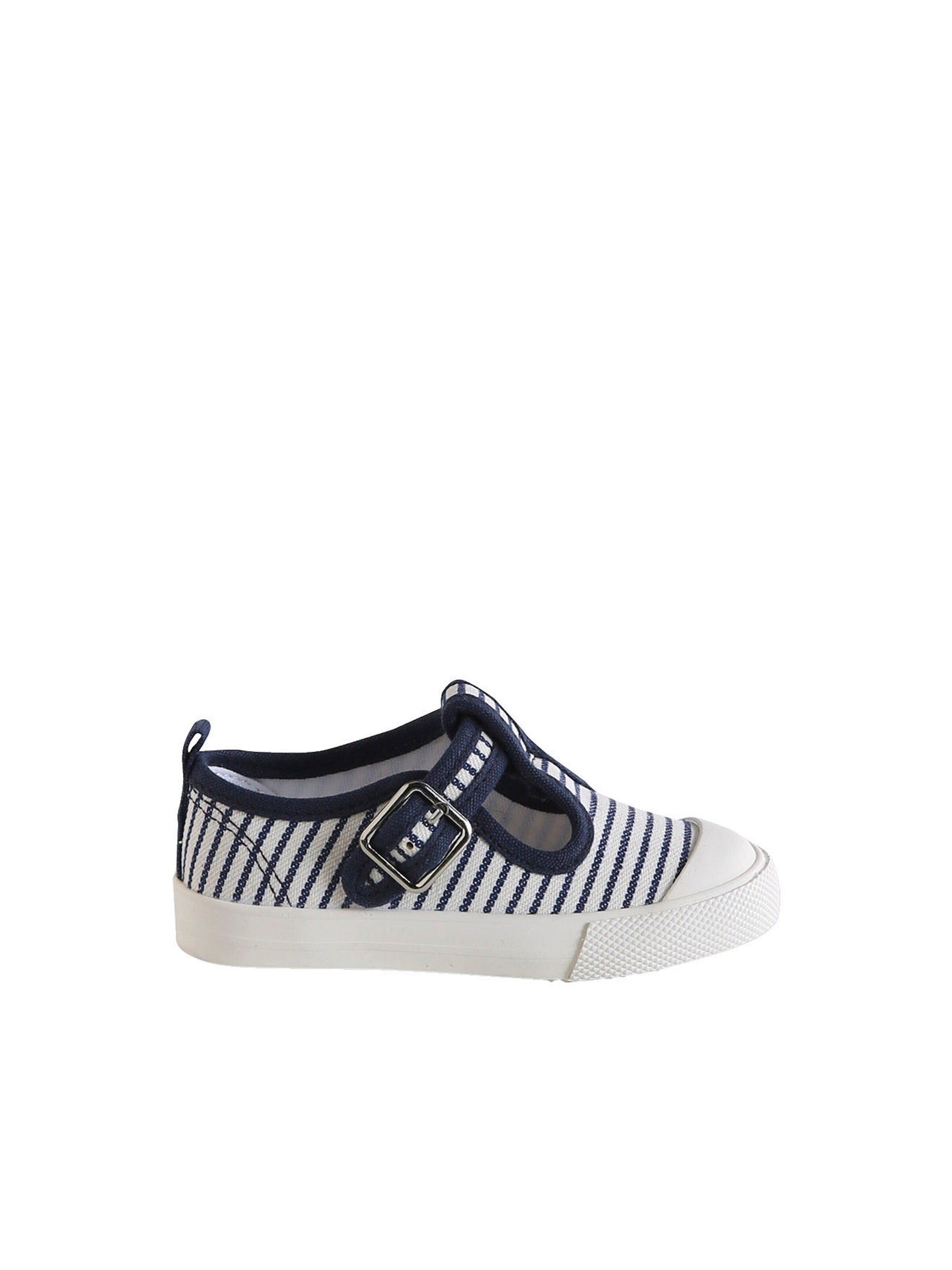 Vertbaudet Baby Stoffschuhe mit Schnalle blau gestreift