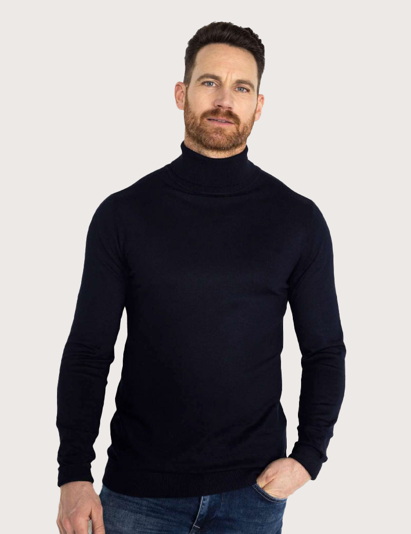 PETROL IND PULL COL ROULÉ HOMME BLEU MARINE