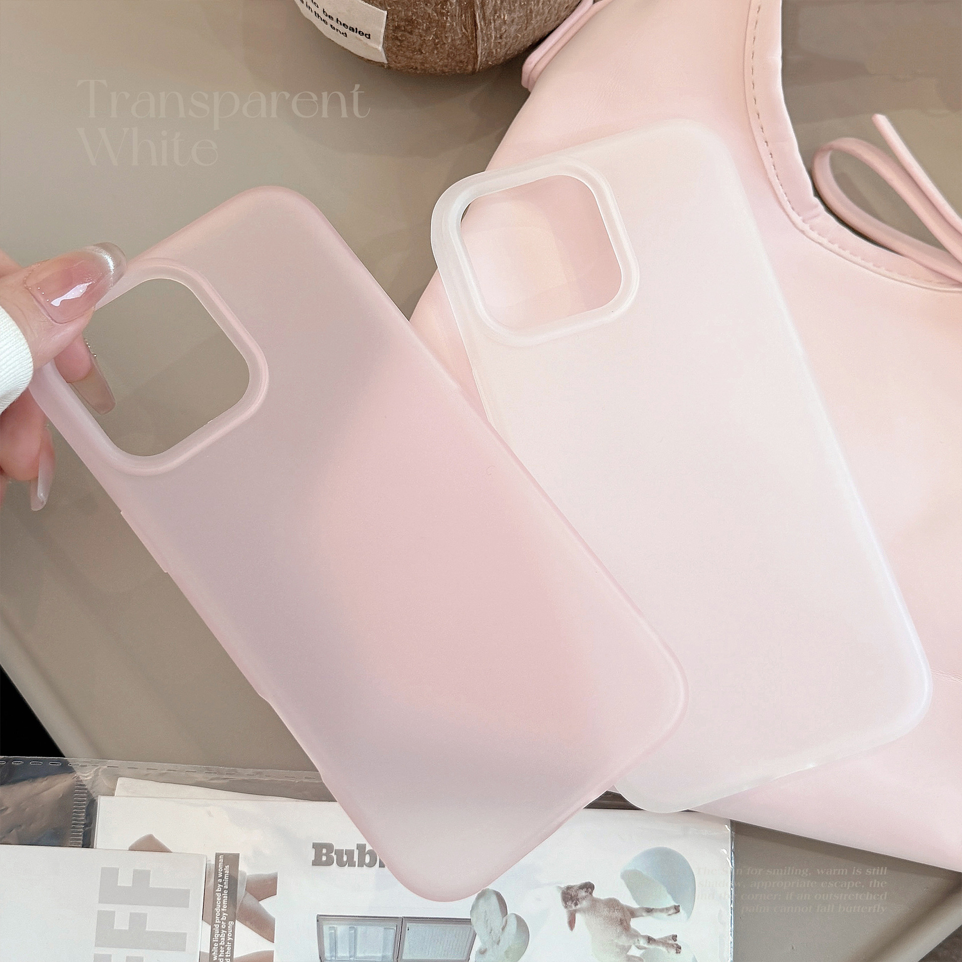 iPhone 16 Gummi Case Hülle Ultra Thin - Rosa / Transparent (Matt)