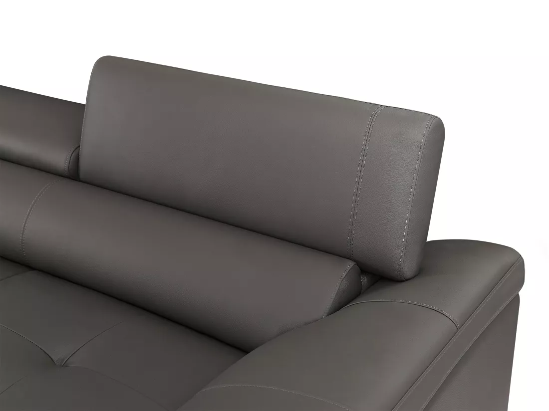 Canapés 3 places et 2 places en cuir gris anthracite SOLANGE