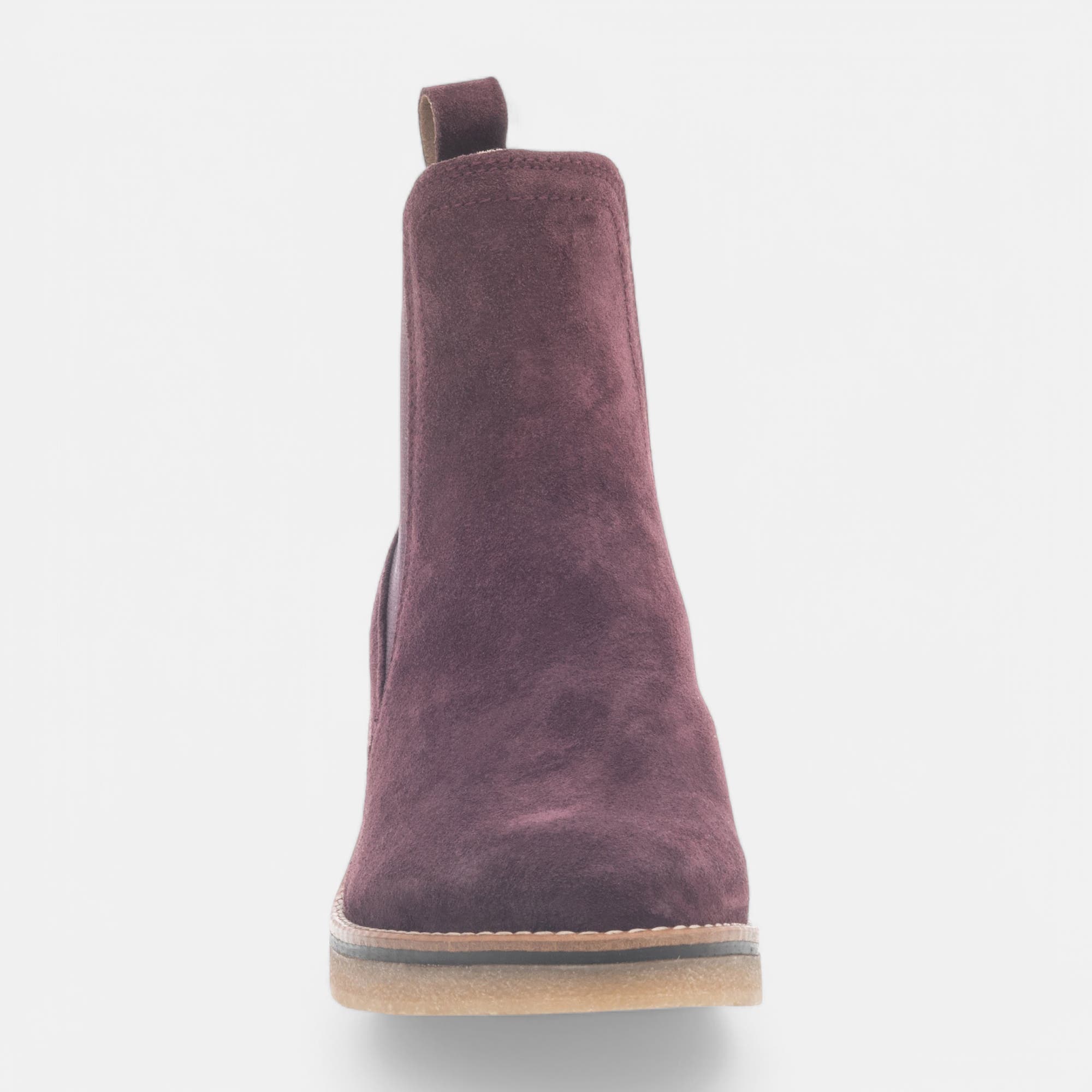 Boots à talon Femme en cuir bordeaux