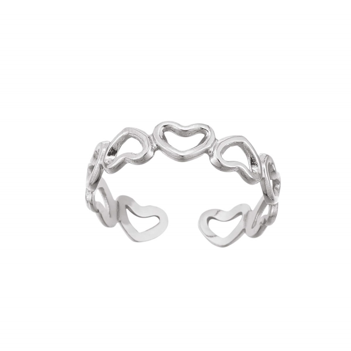 Bague multi coeurs acier