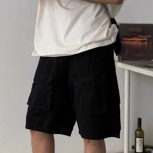 Nightbell - Mid Rise Plain Cargo Shorts