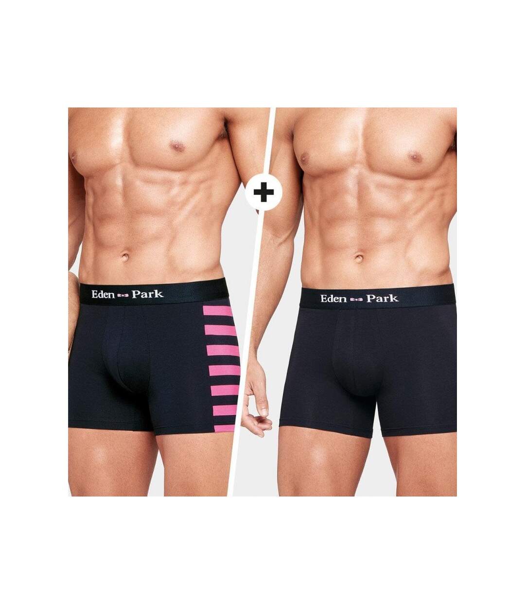 EDEN PARK Lot de 2 Boxers Homme Coton DUOSTRIPE Tulipe Noir
