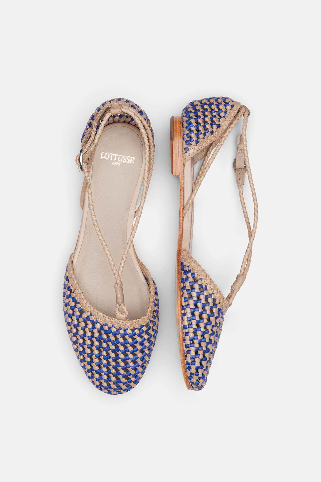 Bailarinas Multicolor De Cordero Trenzado - Azul