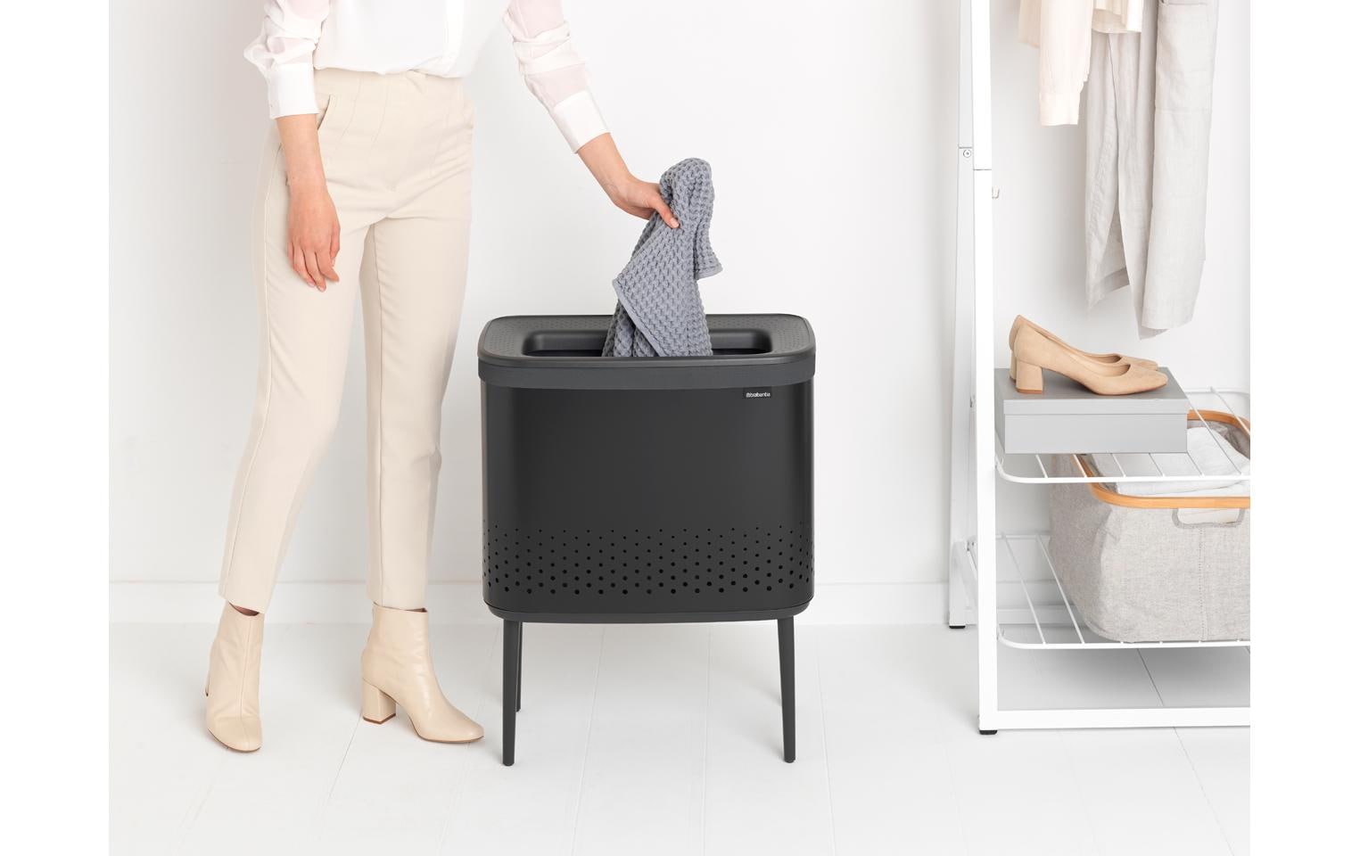 Wäschesammler BO Schwarz, 60 l<br>Schwarzer Wäschekorb