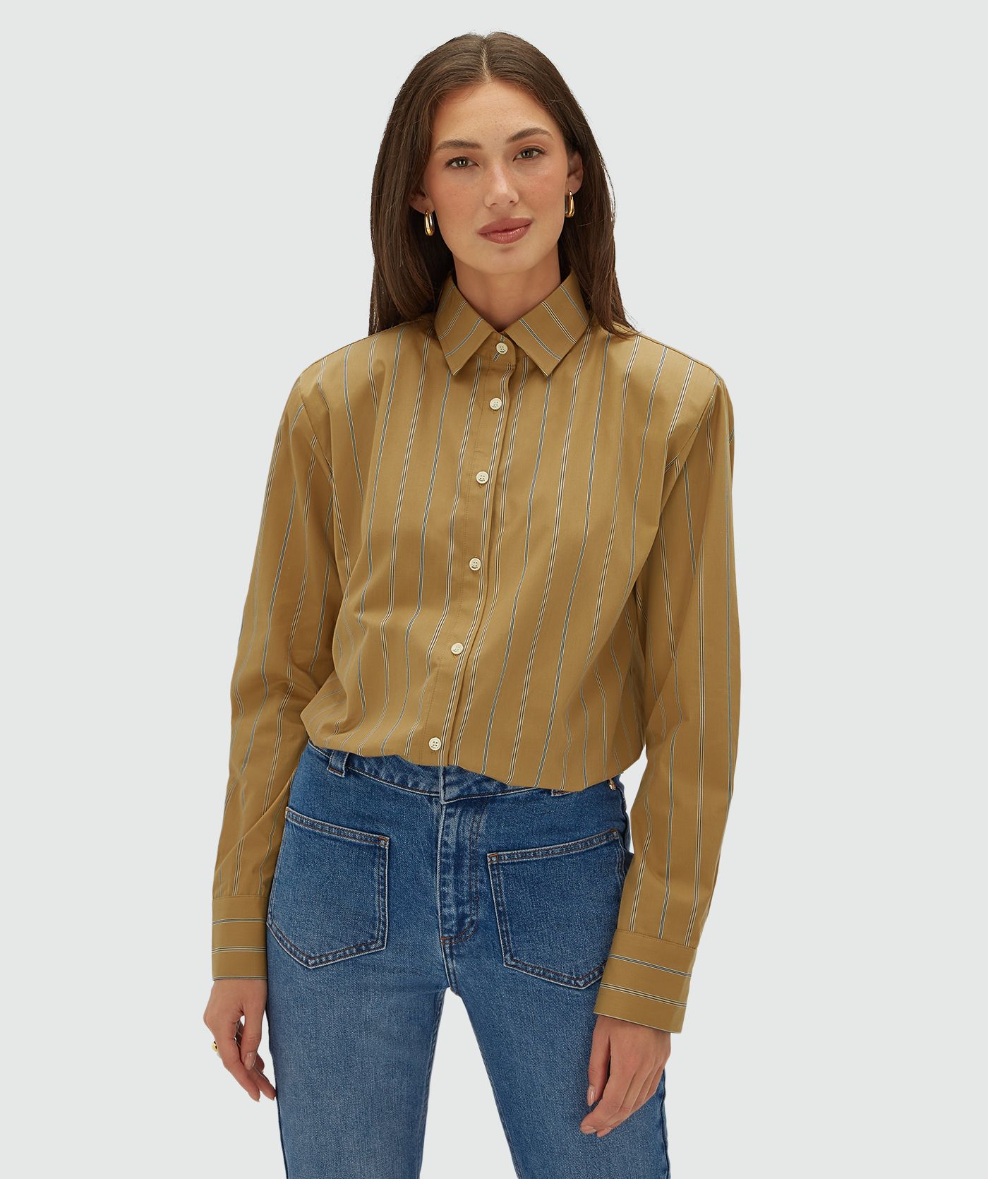 JV-KOLLY oversized blouse met strepen - camel stripe