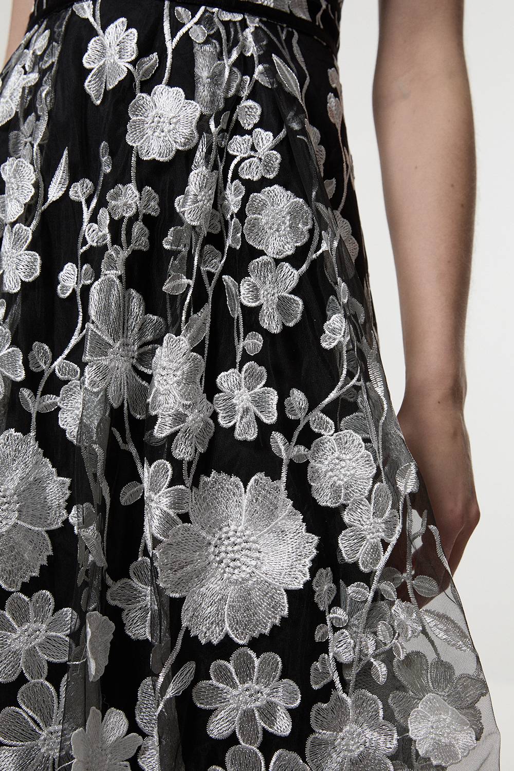 KarenMillen Robe midi tissée avec détail corset en appliques florales