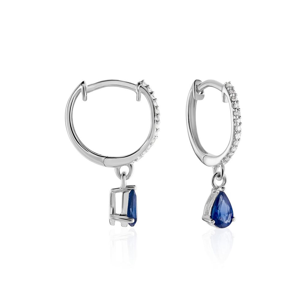 Créoles Or Blanc  Saphir Et Diamants
