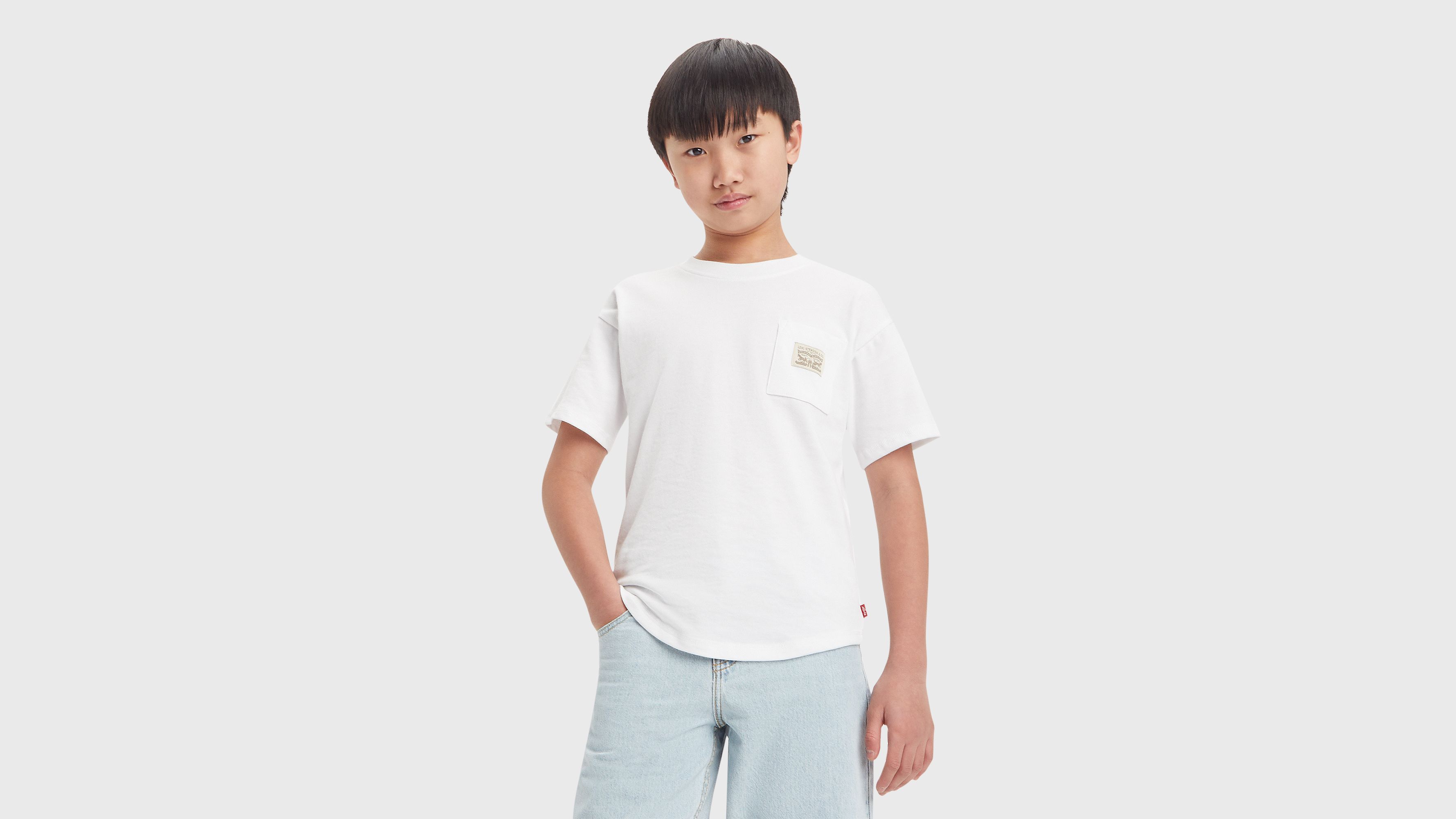 Ado t-shirt à poche et ourlet plongeant - Bright White - Blanc