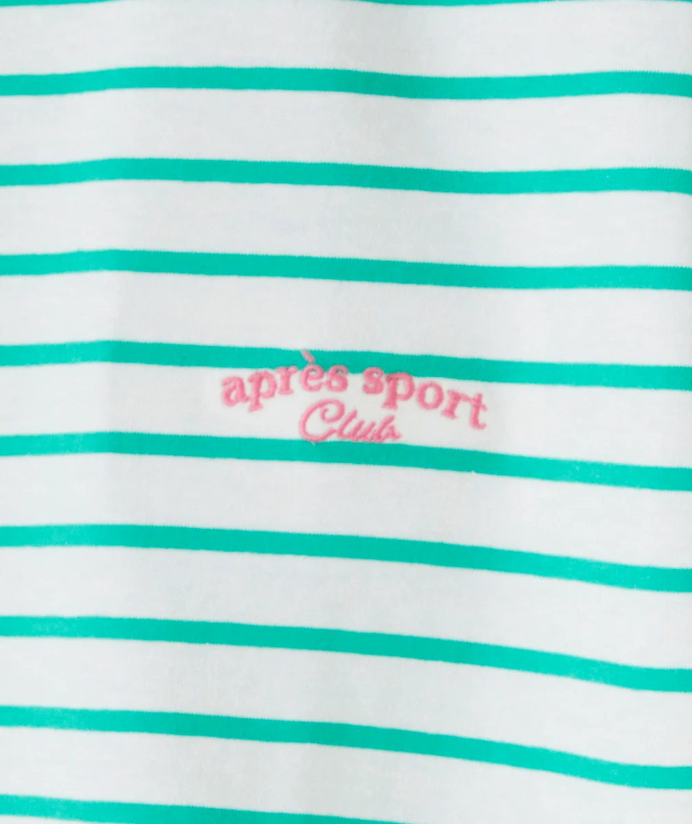 t-shirt manches courtes fille en coton bio blanc à rayures vertes