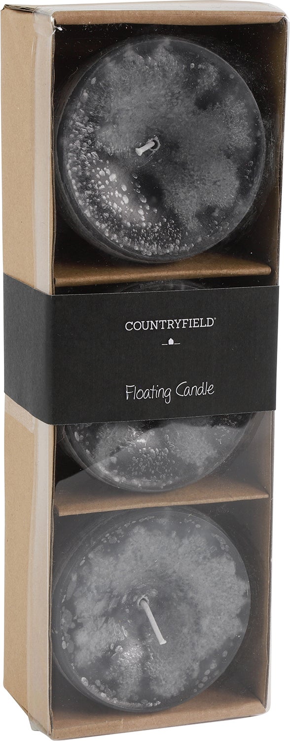 Countryfield drijfkaars Bollie grijs 18 uur 3 stuks