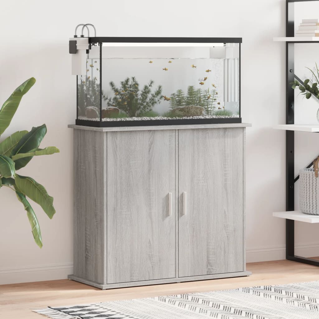 vidaXL Aquariumkast, grijs Sonoma eiken, 81x36x73 cm