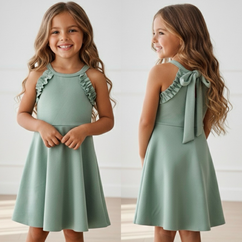 Bow back dress - Green