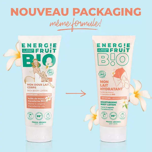 Loção Corporal Energie Fruit para Pele Seca com Óleos Orgânicos de Monoi e Macadâmia 200ml