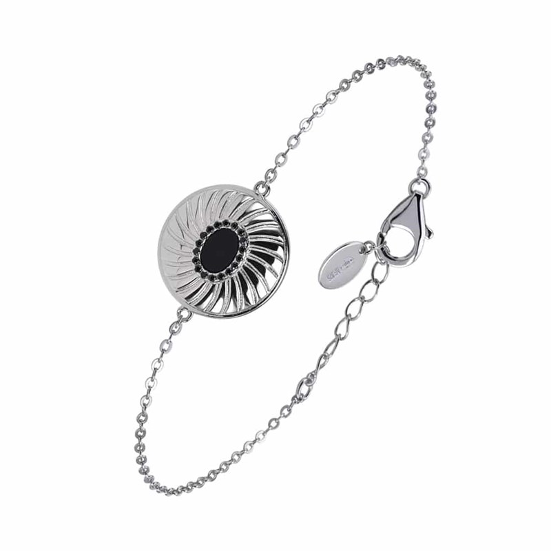 Bracelet Argent Rhodié Elisabeth Pierre Onyx Noire