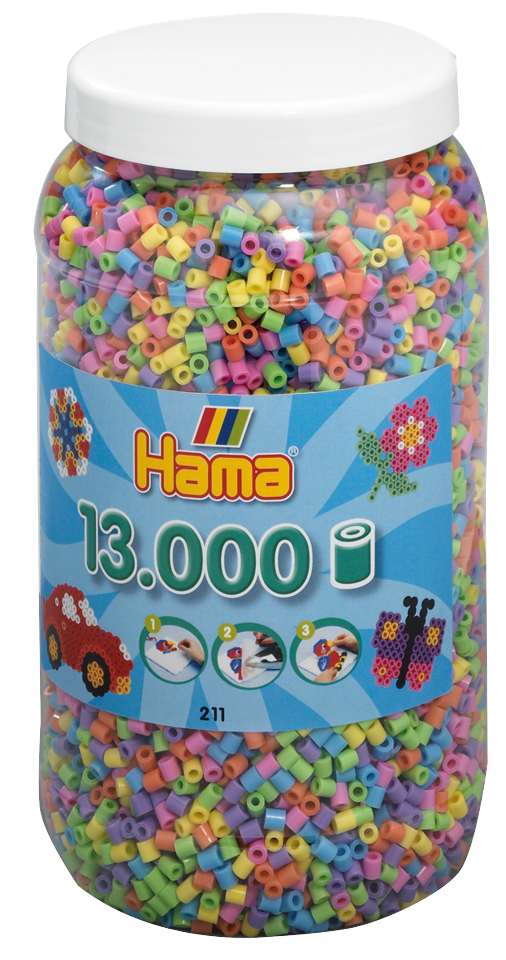 HAMA Perler - Midi -13.000 perler i dåse - Pastel Mix