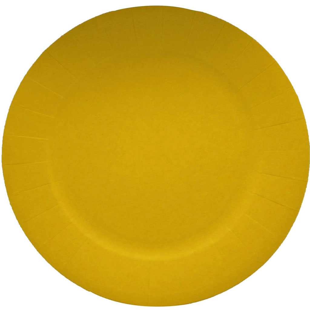 Lot de 10 assiettes carton jaune canari D23cm