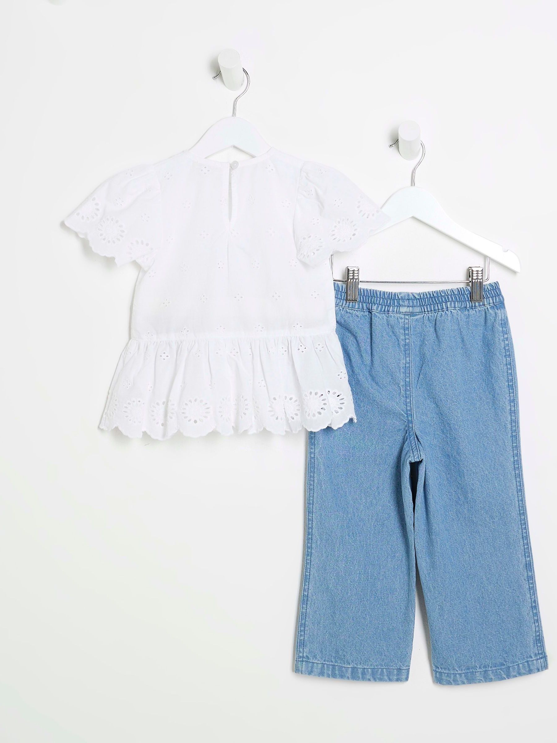 River Island 100% katoenen broidery top en joggingbroek set