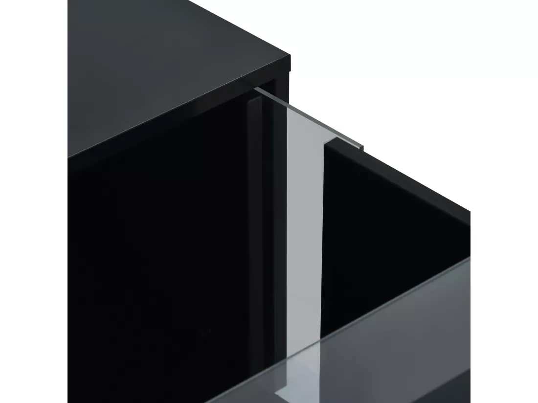 Table basse moderne avec LED - surface brillante - Noir